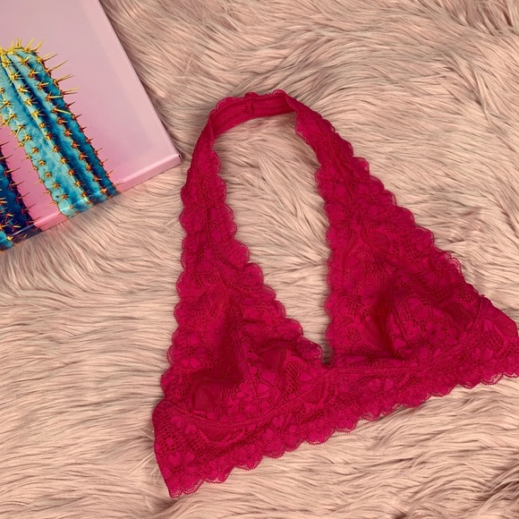 Free People Other - Free people gallon lace pink halter bra small